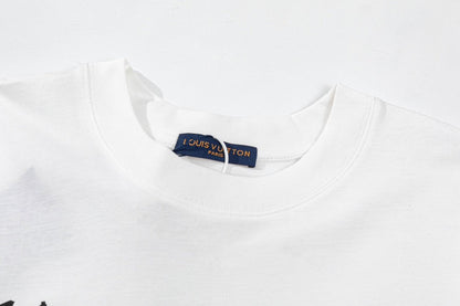 「#2733」Louis Vuitton 23ss small plane full print pattern gold classic T-shirt