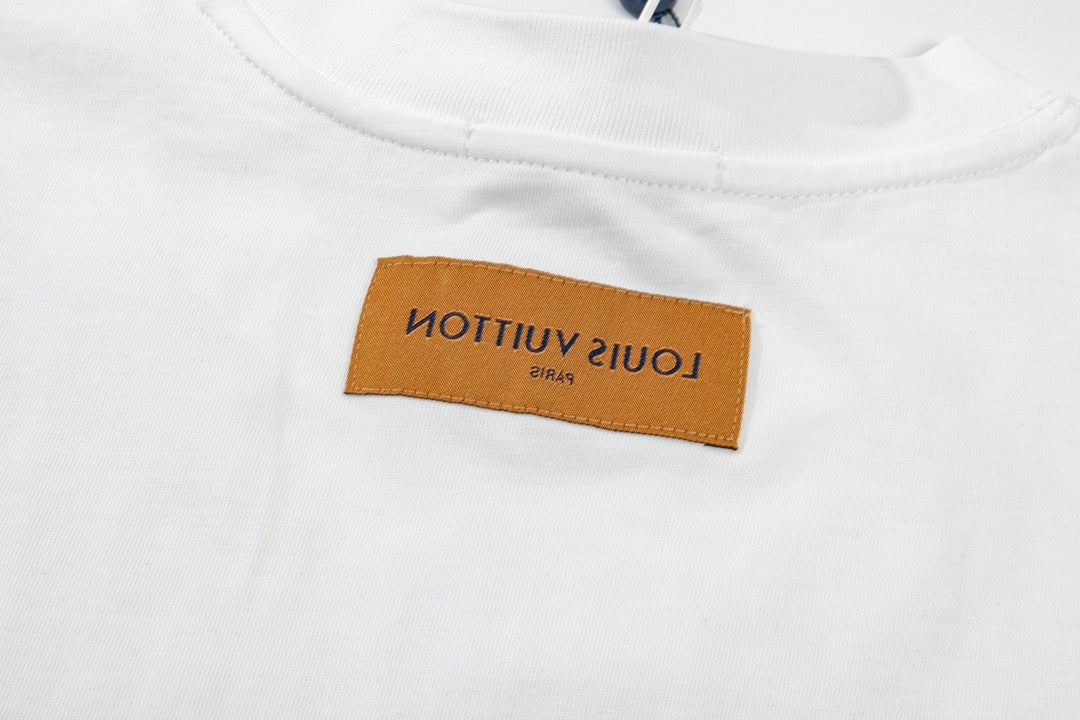 「#2733」Louis Vuitton 23ss small plane full print pattern gold classic T-shirt