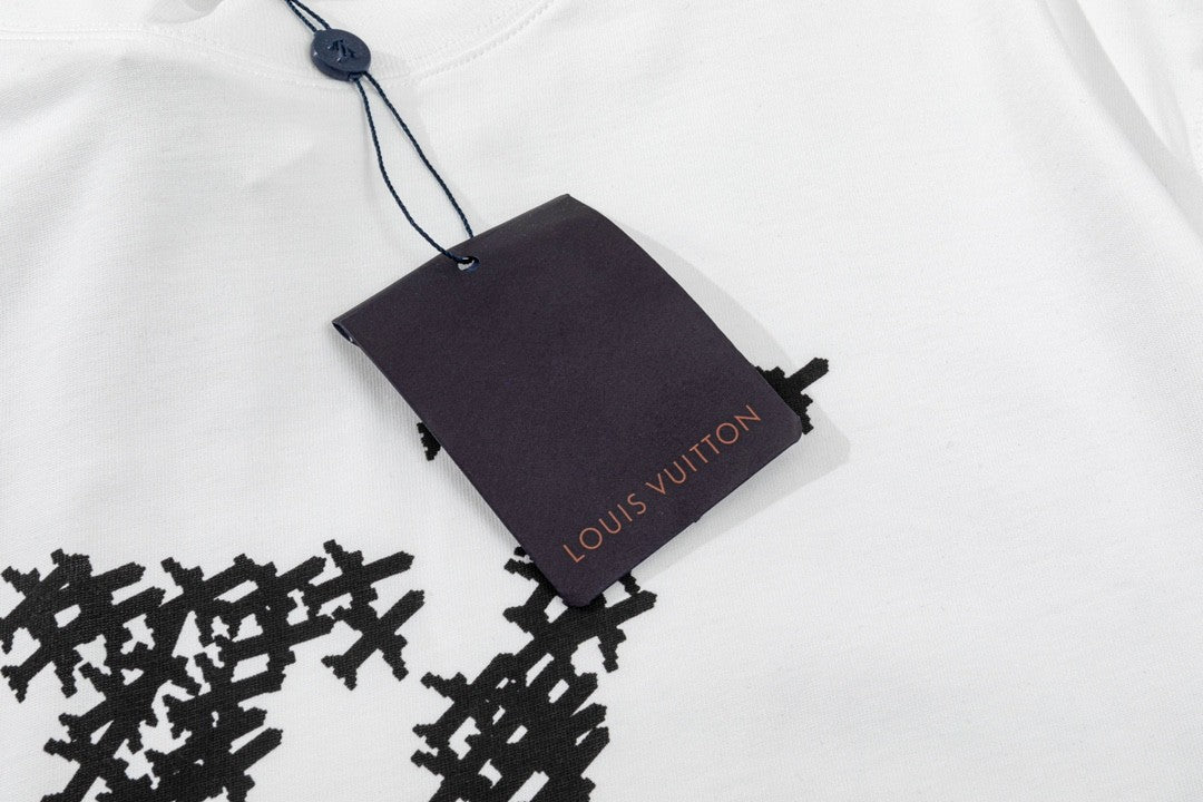 「#2733」Louis Vuitton 23ss small plane full print pattern gold classic T-shirt