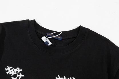 「#2734」Louis Vuitton 23ss small plane full print pattern gold classic T-shirt