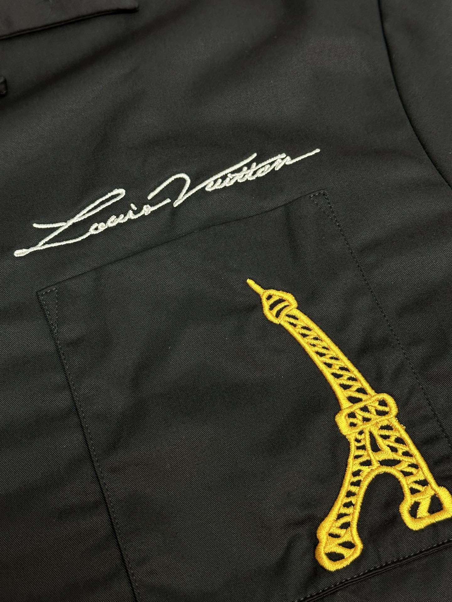「#2791」Louis Vuitton Iron Tower embroidered monogrammed shirt