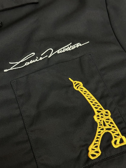 「#2791」Louis Vuitton Iron Tower embroidered monogrammed shirt
