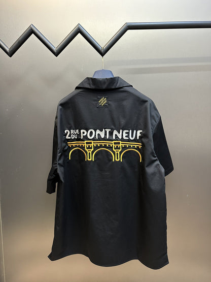 「#2791」Louis Vuitton Iron Tower embroidered monogrammed shirt