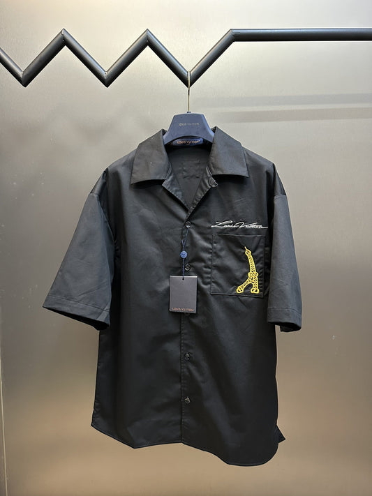 「#2791」Louis Vuitton Iron Tower embroidered monogrammed shirt
