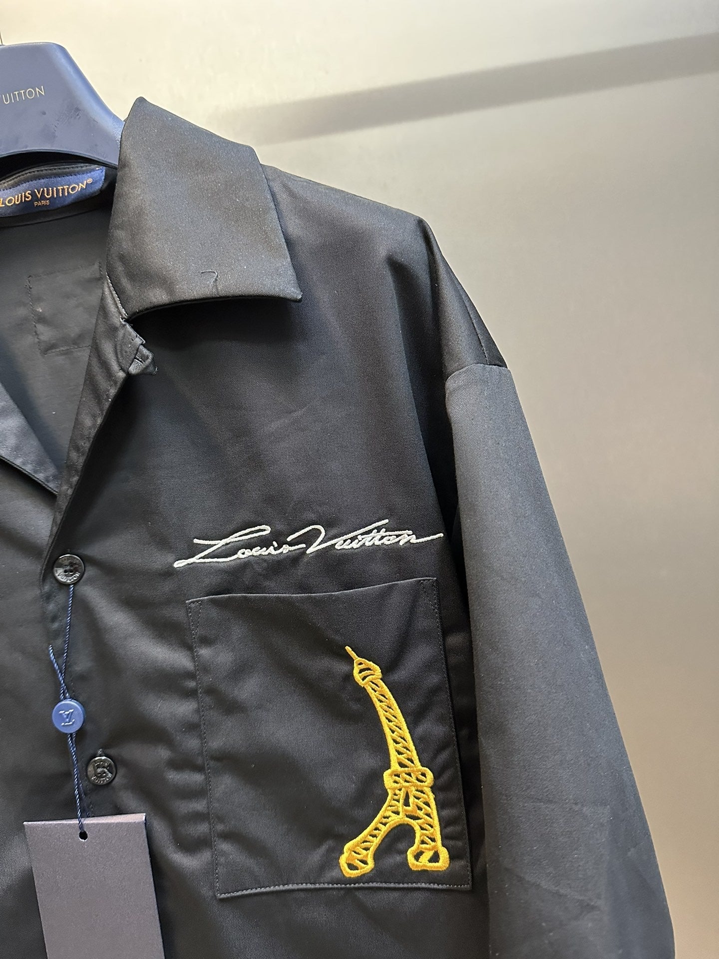 「#2791」Louis Vuitton Iron Tower embroidered monogrammed shirt