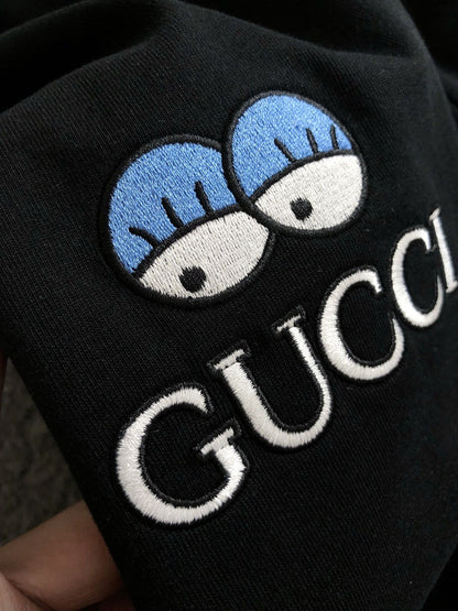 「#2857」Gucci Floral neckline embroidered polo shirt with cartoon lettering