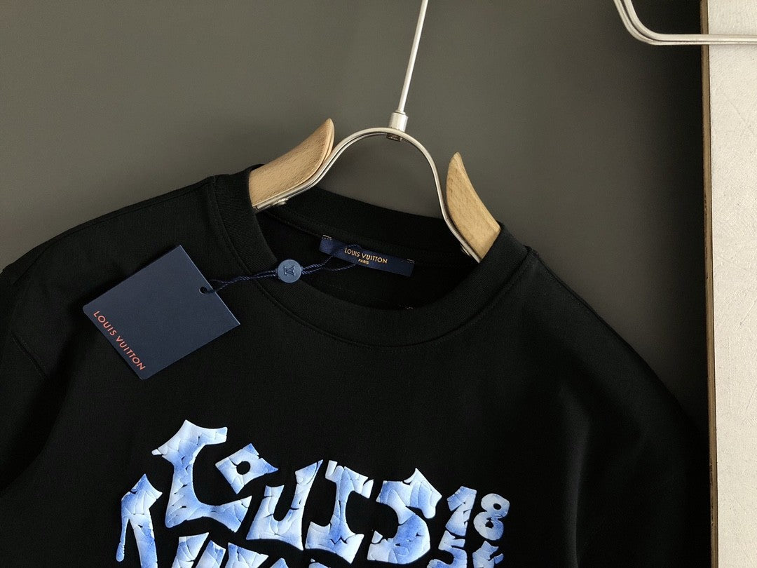 「#2887」Louis Vuitton Three-dimensional foam letter doodle round-neck t-shirt