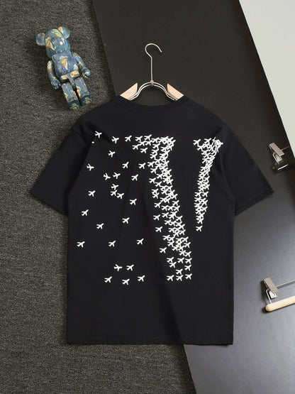 「#2899」Louis Vuitton 24SS early spring new large-scale small aircraft printed t-shirt