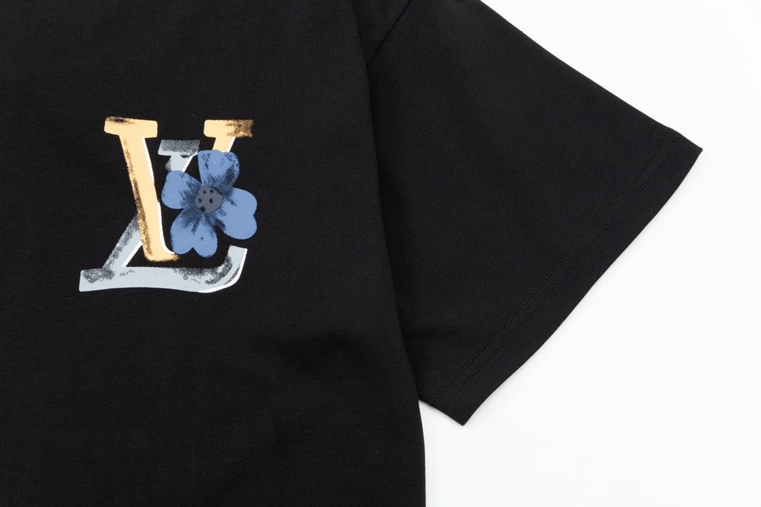 「#3179」Louis Vuitton Flowers printed with colored lettering t-shirt