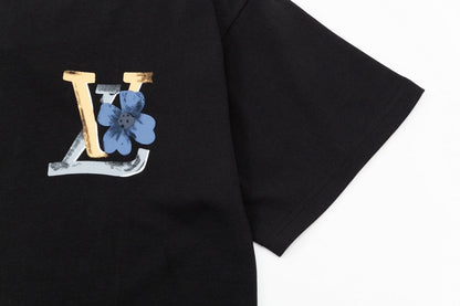 「#3179」Louis Vuitton Flowers printed with colored lettering t-shirt