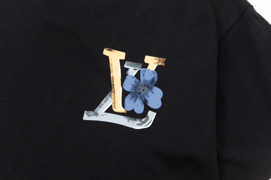 「#3179」Louis Vuitton Flowers printed with colored lettering t-shirt