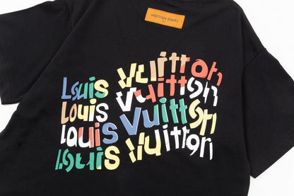 「#3179」Louis Vuitton Flowers printed with colored lettering t-shirt