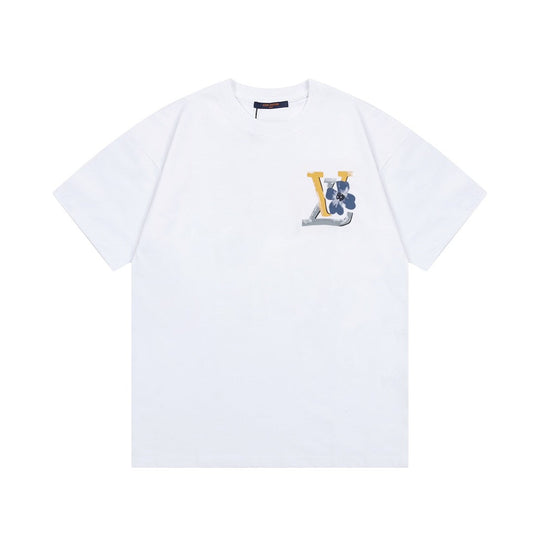 「#3180」Louis Vuitton Flowers printed with colored lettering t-shirt