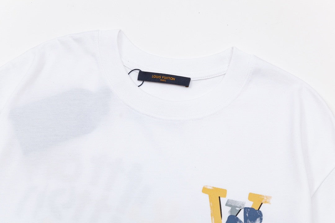 「#3180」Louis Vuitton Flowers printed with colored lettering t-shirt