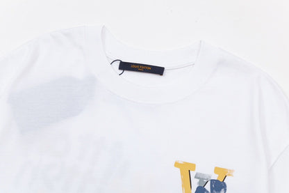 「#3180」Louis Vuitton Flowers printed with colored lettering t-shirt