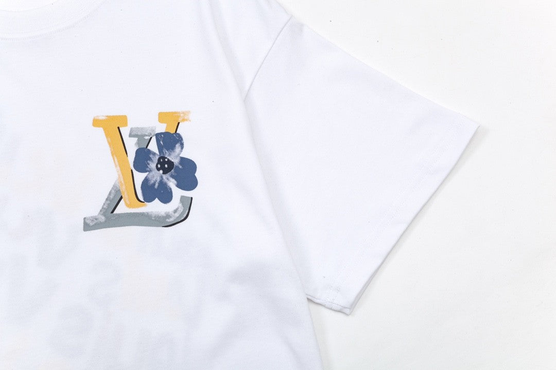 「#3180」Louis Vuitton Flowers printed with colored lettering t-shirt