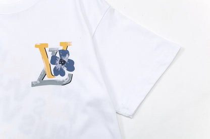 「#3180」Louis Vuitton Flowers printed with colored lettering t-shirt