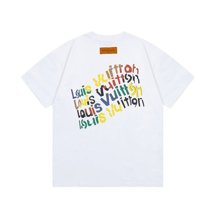 「#3180」Louis Vuitton Flowers printed with colored lettering t-shirt