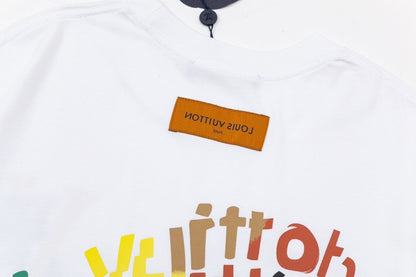 「#3180」Louis Vuitton Flowers printed with colored lettering t-shirt