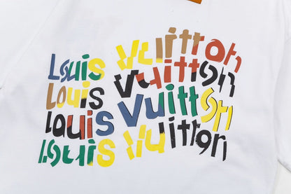 「#3180」Louis Vuitton Flowers printed with colored lettering t-shirt
