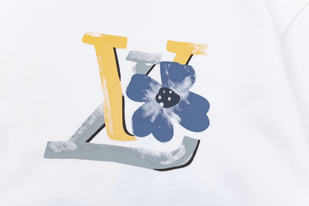 「#3180」Louis Vuitton Flowers printed with colored lettering t-shirt