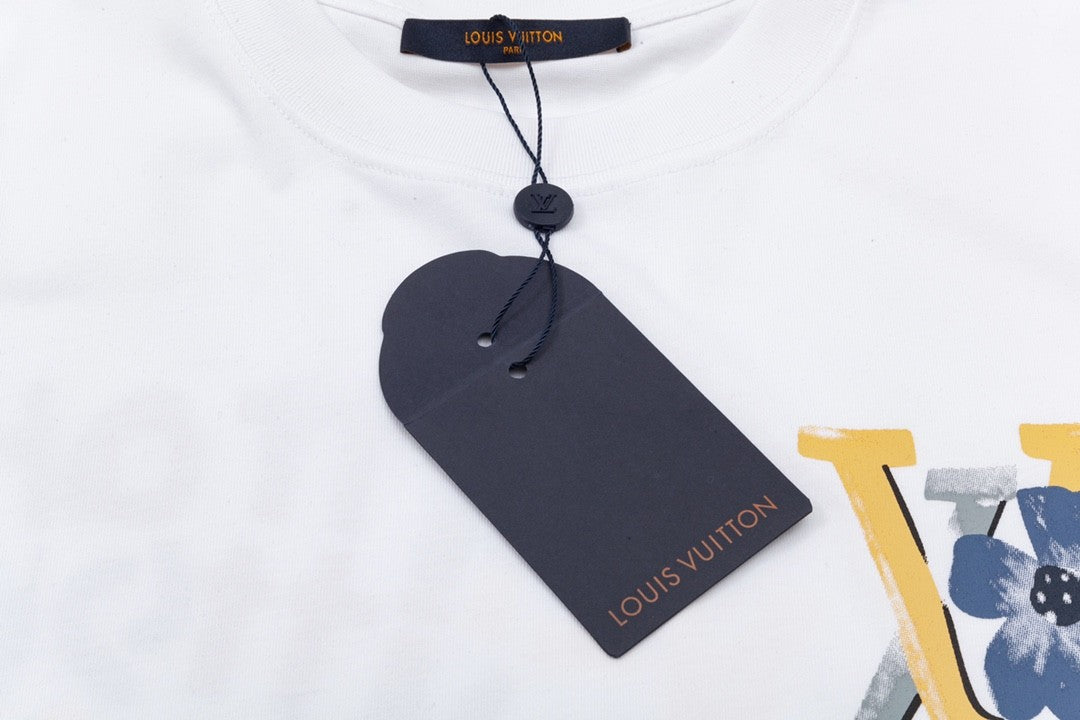 「#3180」Louis Vuitton Flowers printed with colored lettering t-shirt