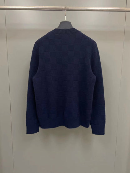 「#3377」Louis Vuitton Beaded Checkerboard Crew Neck Sweater