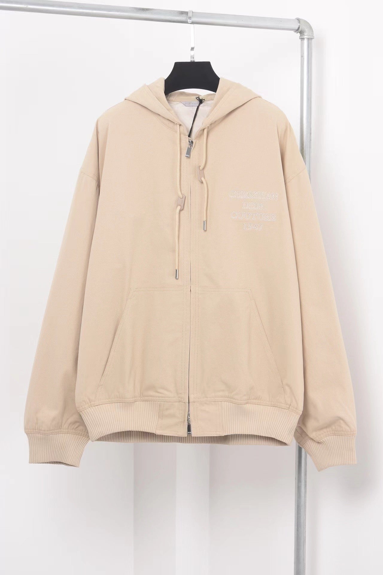 「#3383」Dior monogram embroidered zip-up hooded jacket