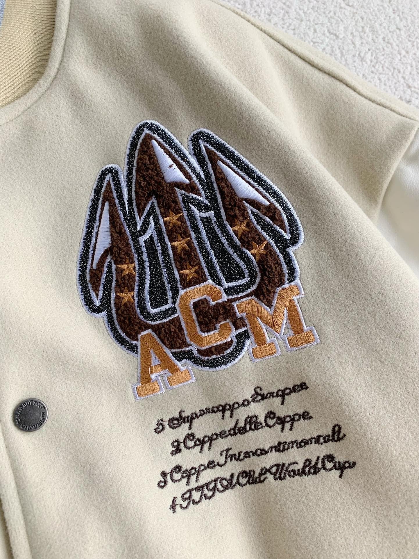 「#3484」OFF-WHITE xAc Milan FW22 Collaborative Colorblock Baseball Jacket