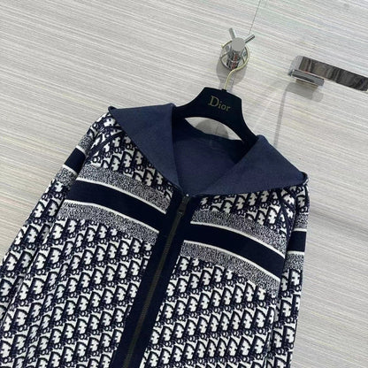 「#3496」Dior all-over jacquard reversible wool zip-up hoodie