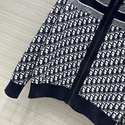 「#3496」Dior all-over jacquard reversible wool zip-up hoodie