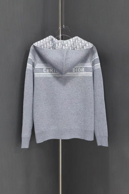 「#3498」Dior all-over jacquard reversible wool zip-up hoodie
