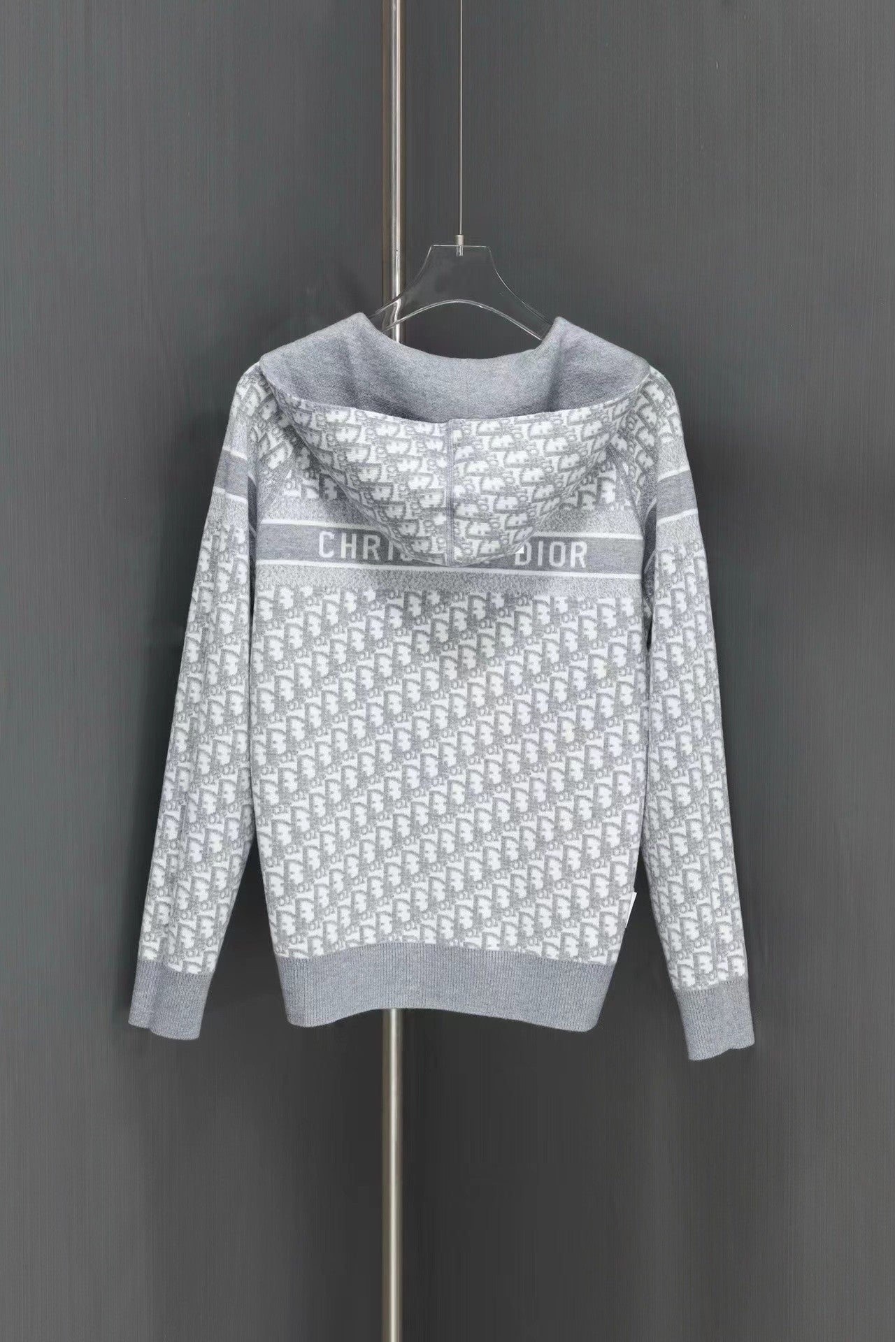 「#3498」Dior all-over jacquard reversible wool zip-up hoodie