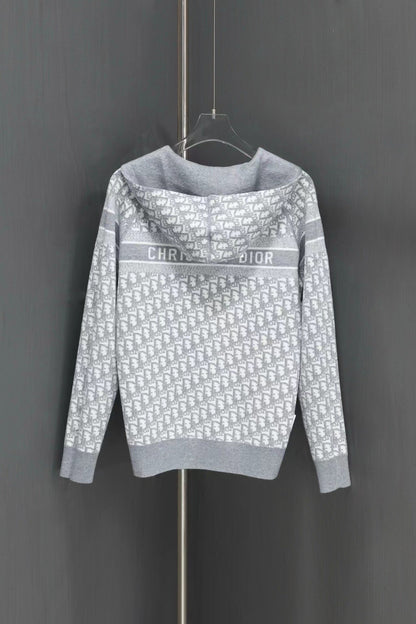 「#3498」Dior all-over jacquard reversible wool zip-up hoodie