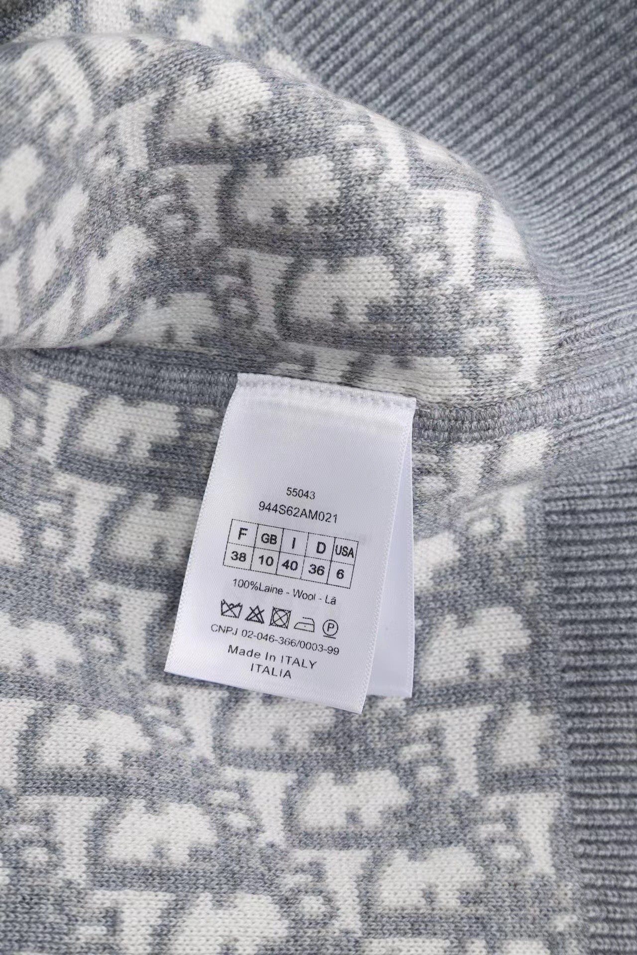 「#3498」Dior all-over jacquard reversible wool zip-up hoodie