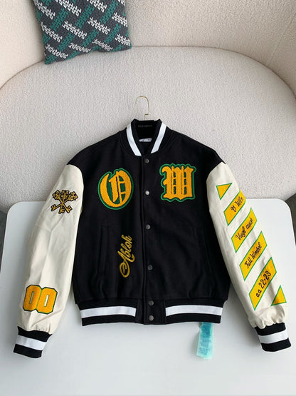 「#3499」OFF-WHITE  FW22  Logo embroidered single-breasted Baseball uniform