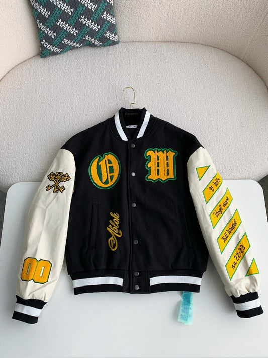 「#3499」OFF-WHITE  FW22  Logo embroidered single-breasted Baseball uniform