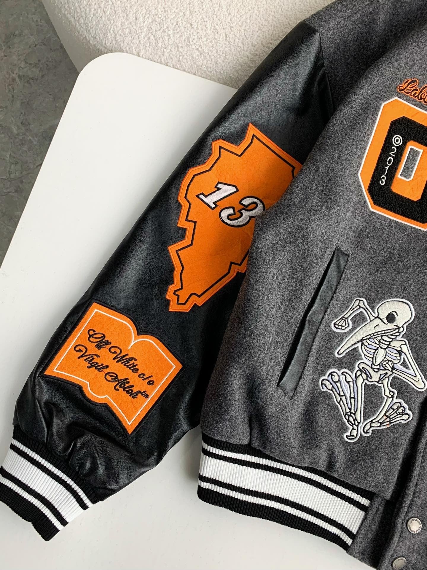 「#3501」OFF-WHITE  FW21  Alphabet pattern Baseball uniform