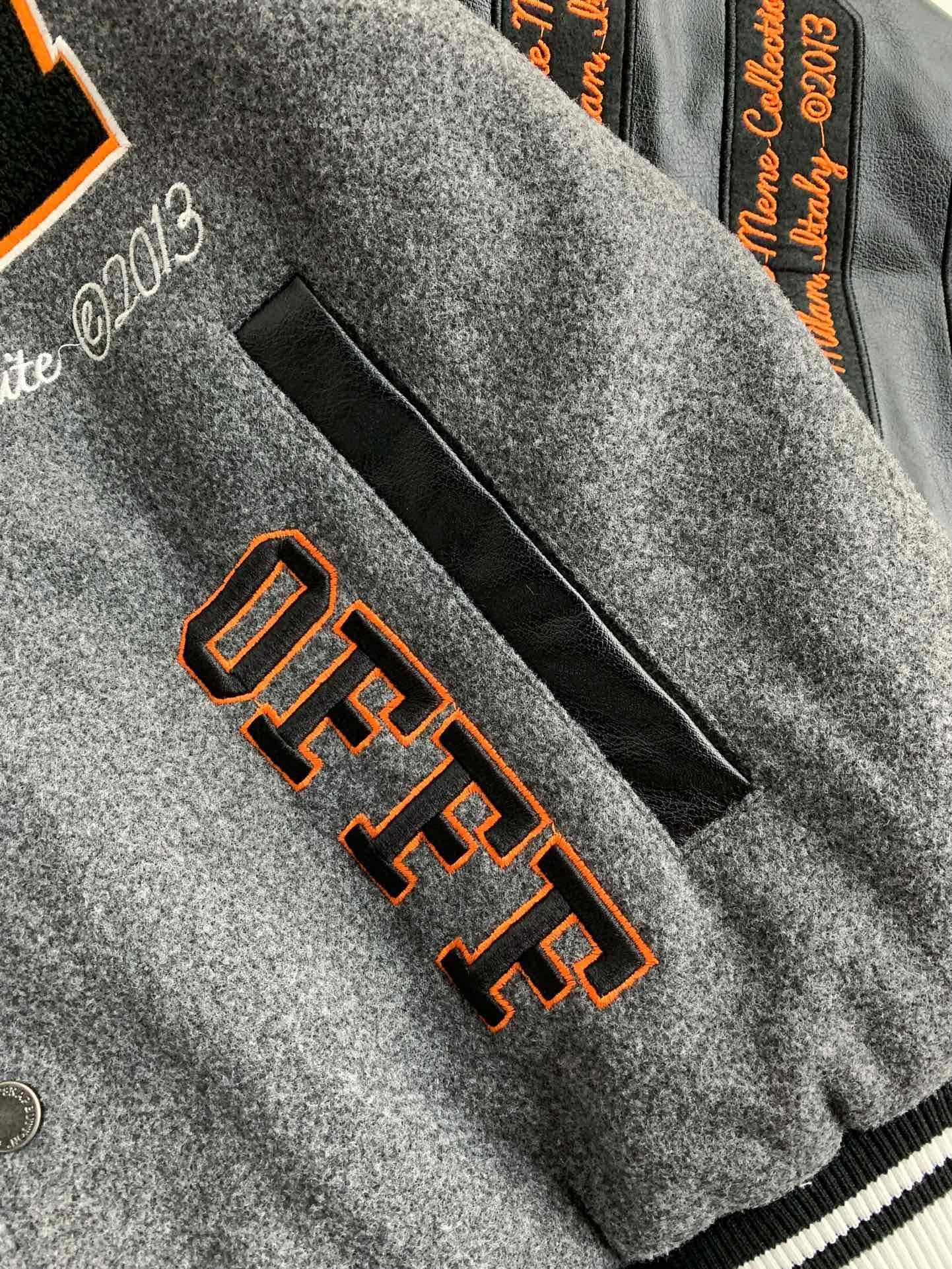 「#3501」OFF-WHITE  FW21  Alphabet pattern Baseball uniform