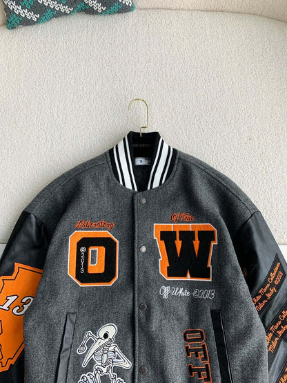 「#3501」OFF-WHITE  FW21  Alphabet pattern Baseball uniform