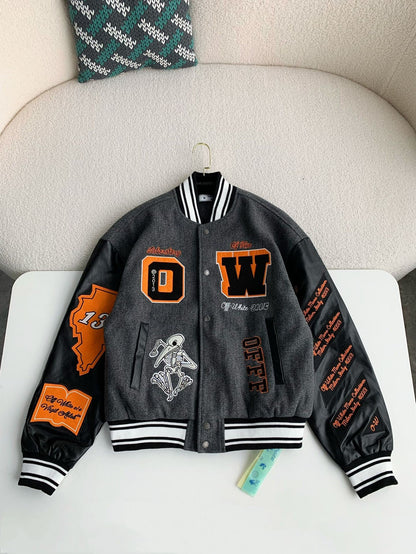 「#3501」OFF-WHITE  FW21  Alphabet pattern Baseball uniform