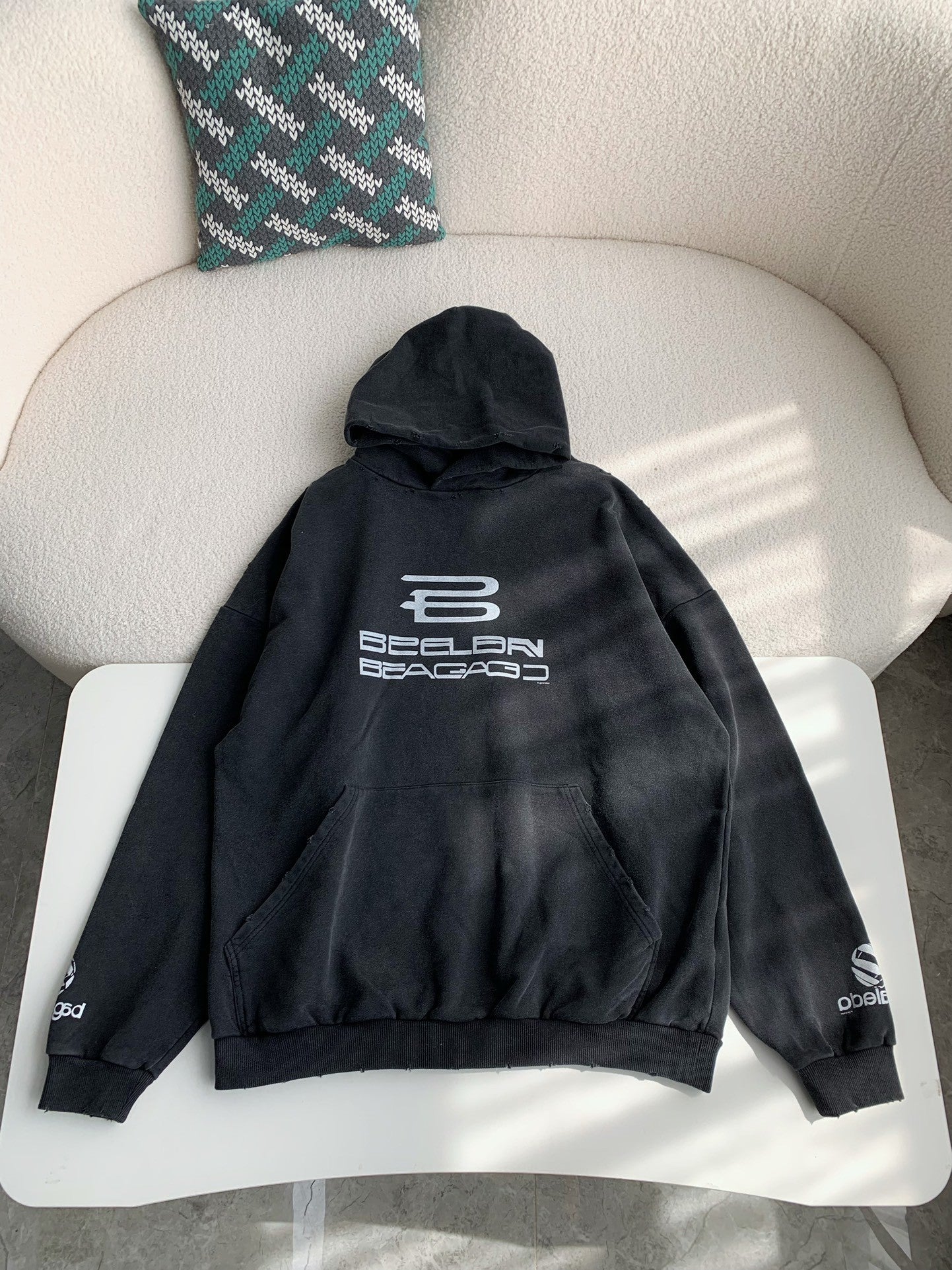 「#3537」Balenciaga logo print sports hooded sweatshirt
