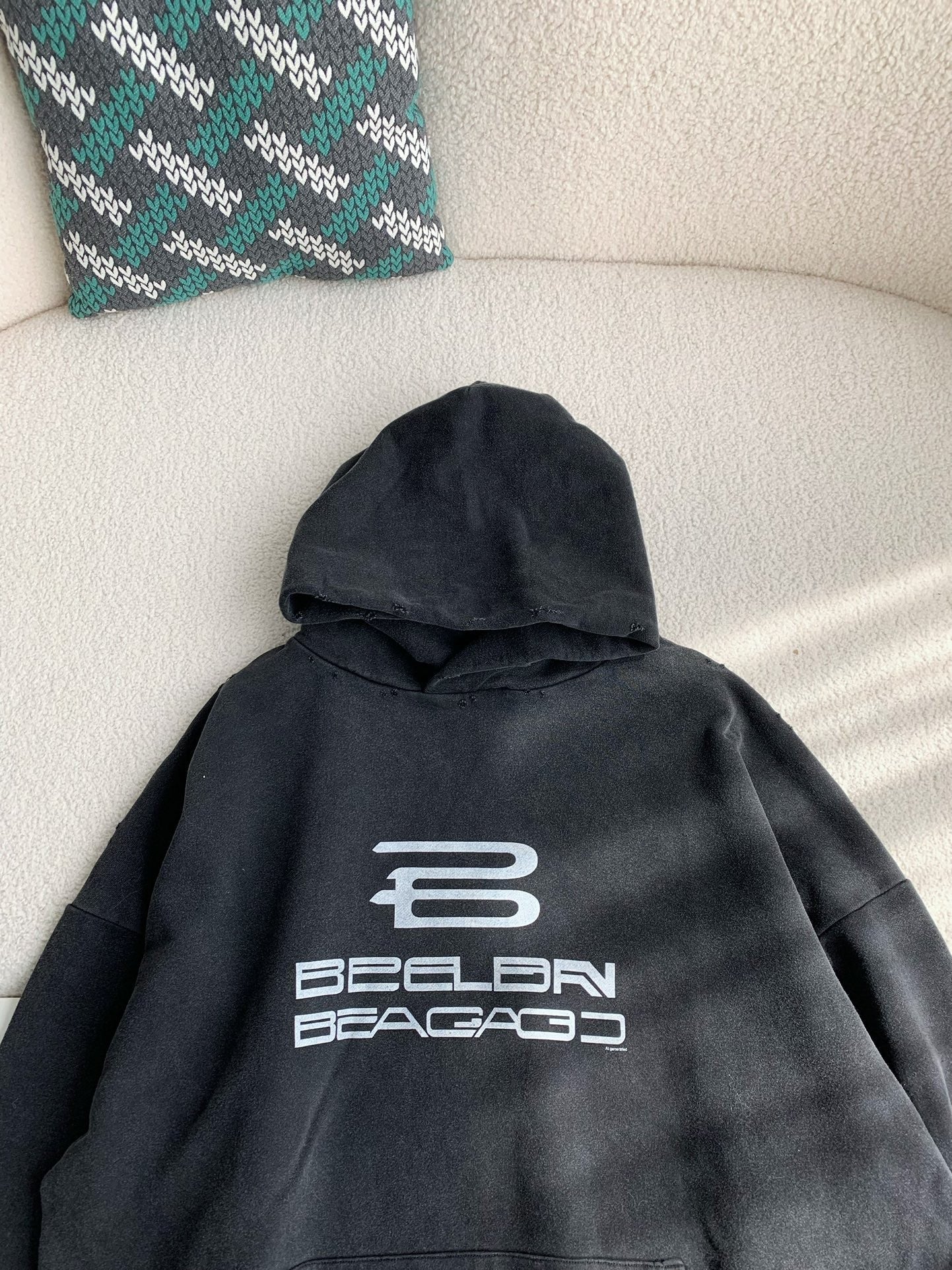 「#3537」Balenciaga logo print sports hooded sweatshirt