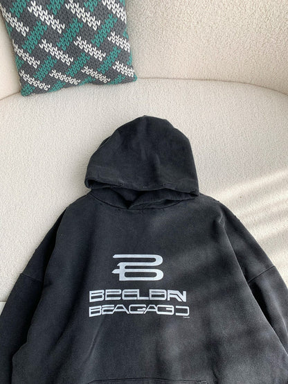 「#3537」Balenciaga logo print sports hooded sweatshirt