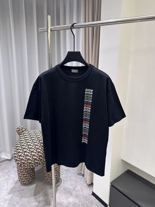 「#3542」Dior24ss rainbow letter round neck short sleeve