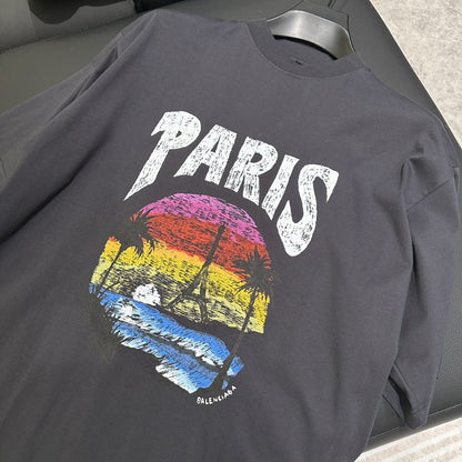 「#3543」Balenciaga 24ss sunset coconut tree tower short sleeve