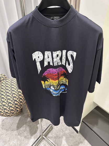 「#3543」Balenciaga 24ss sunset coconut tree tower short sleeve