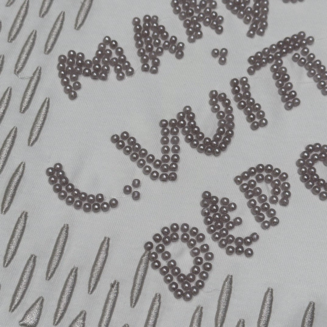 「#3544」Louis Vuitton 24ss pearl lettering embroidered round neck T-shirt
