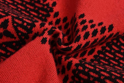 「#3560」Louis Vuitton 24fw black and red checkered jacquard crew neck sweater