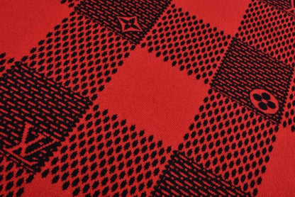 「#3560」Louis Vuitton 24fw black and red checkered jacquard crew neck sweater